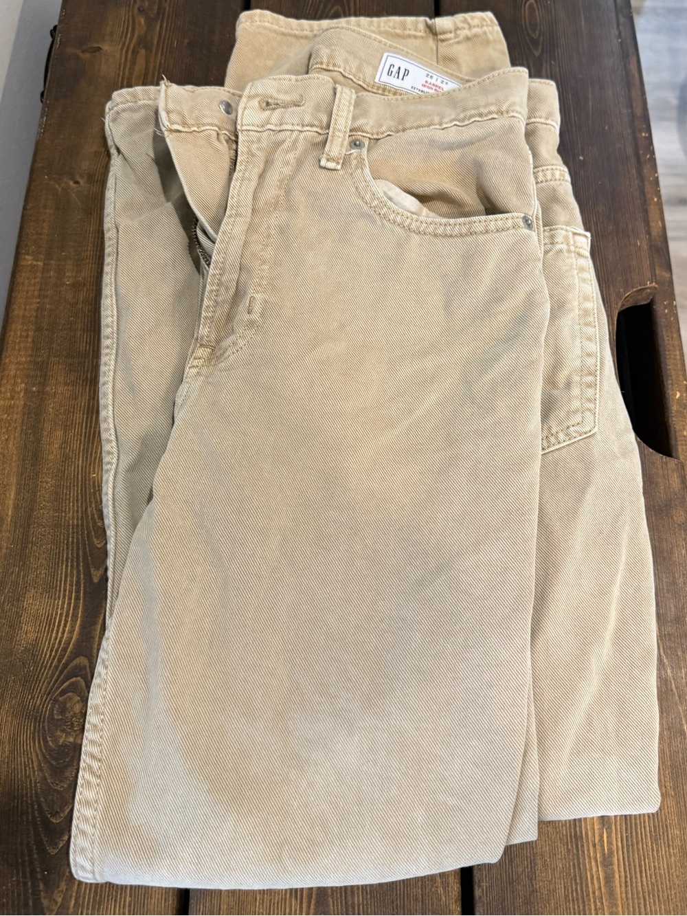 GAP High-Rise Barrel Pants in Beige
